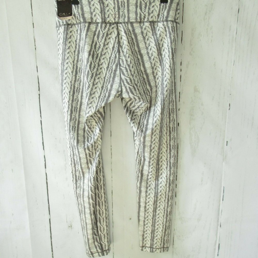New Calia Carrie Underwood Tight Fit Leggings L Large Gray Cable Print - Picture 2 of 9